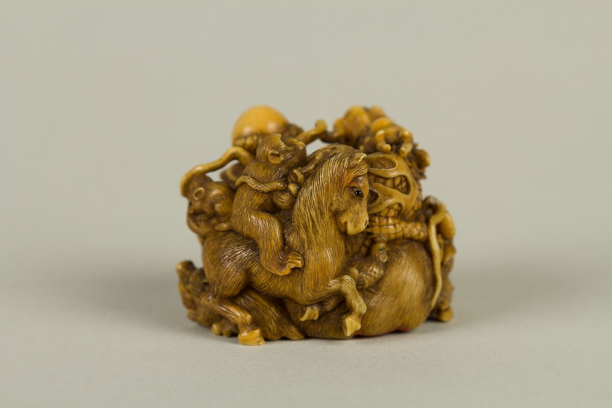 Netsuke of Group of Animals, Ivory, Japan