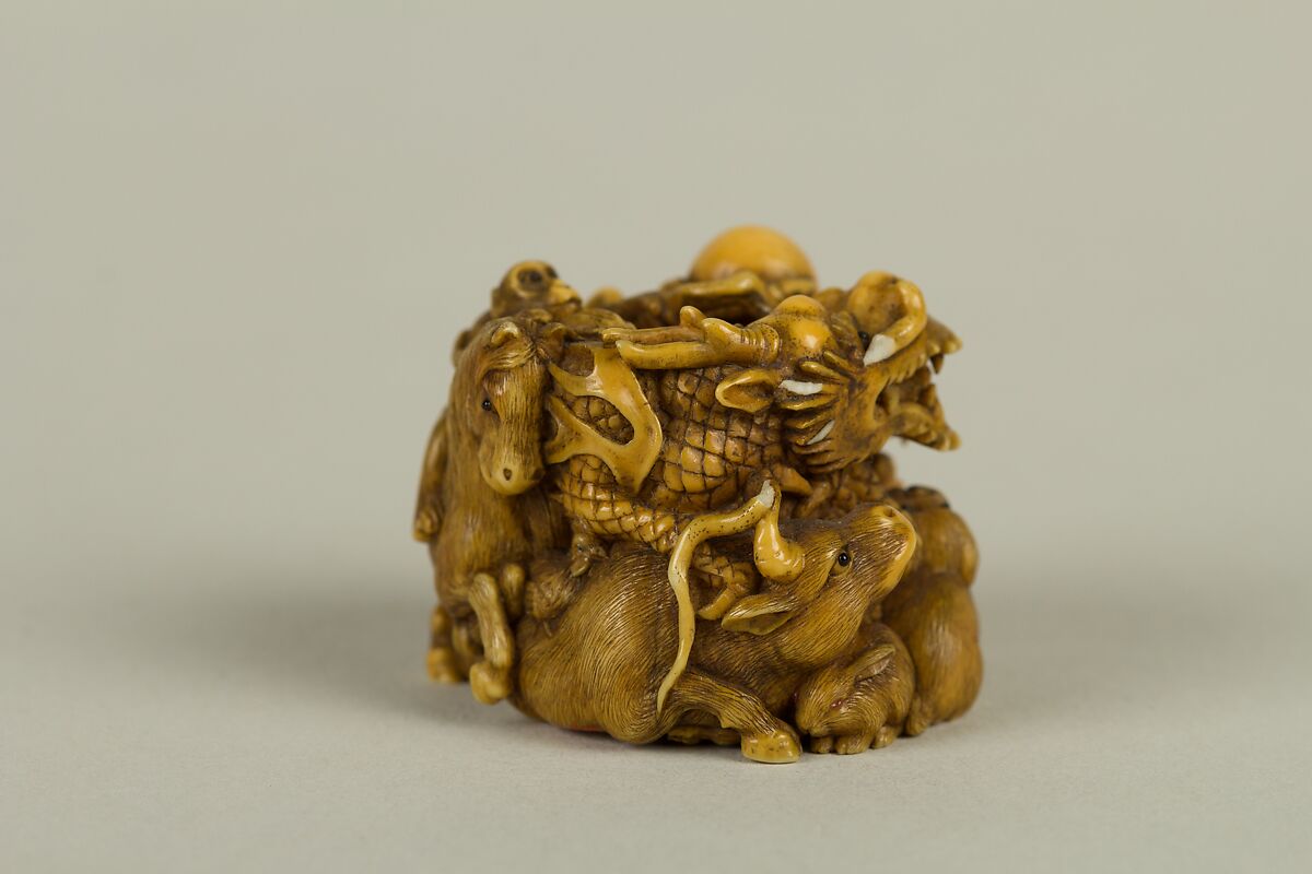 Netsuke of Group of Animals, Ivory, Japan