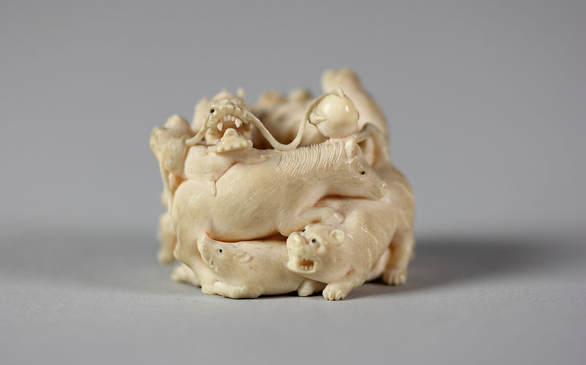 Netsuke of Group of Animals, Ivory, Japan
