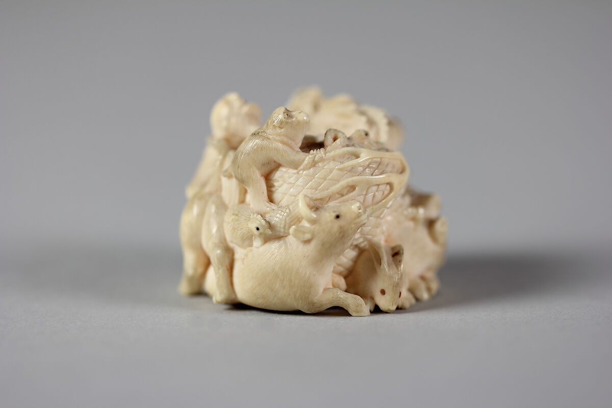 Netsuke of Group of Animals, Ivory, Japan