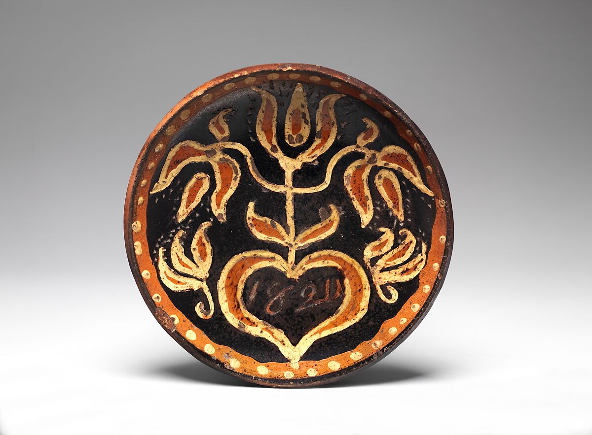 Plate, Possibly Daniel Dry , active ca. 1820-80, Earthenware; Redware, American 