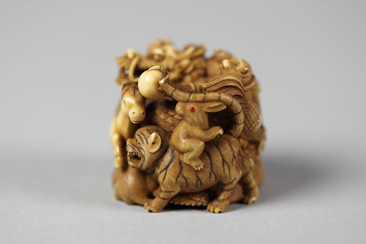 Netsuke of Group of Animals, Ivory, Japan