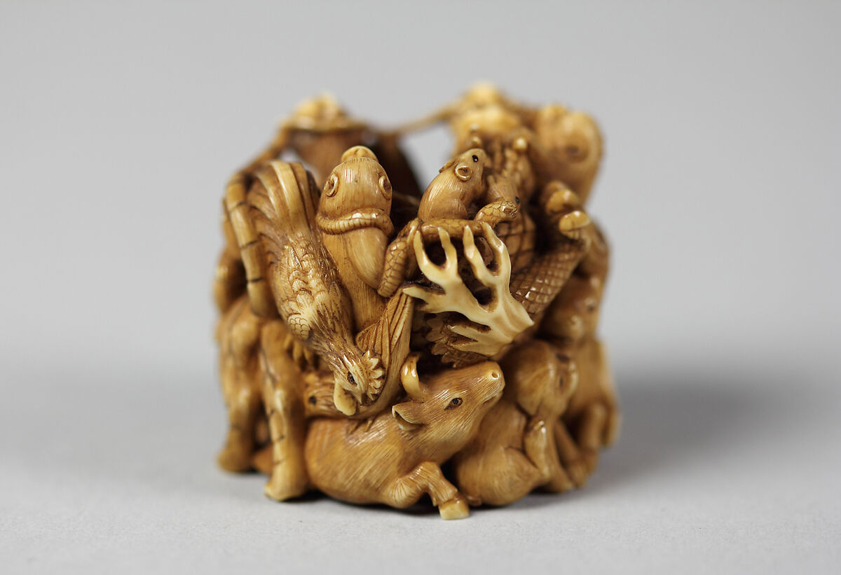 Netsuke of Group of Animals, Ivory, Japan
