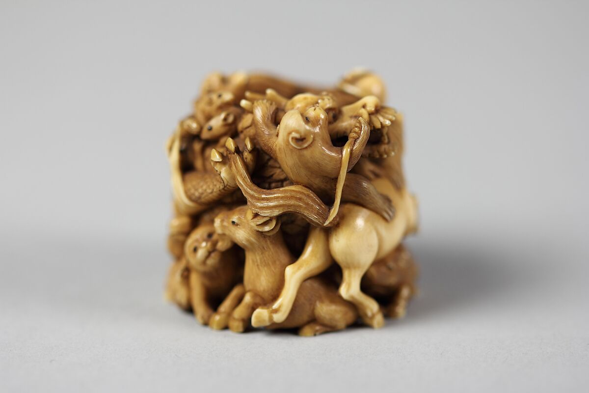 Netsuke of Group of Animals, Ivory, Japan