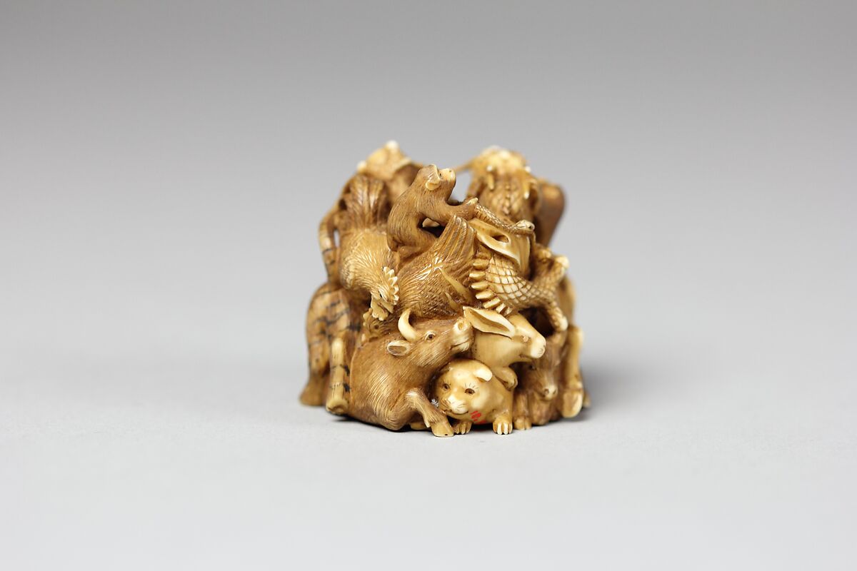 Netsuke of Group of Animals, Ivory, Japan