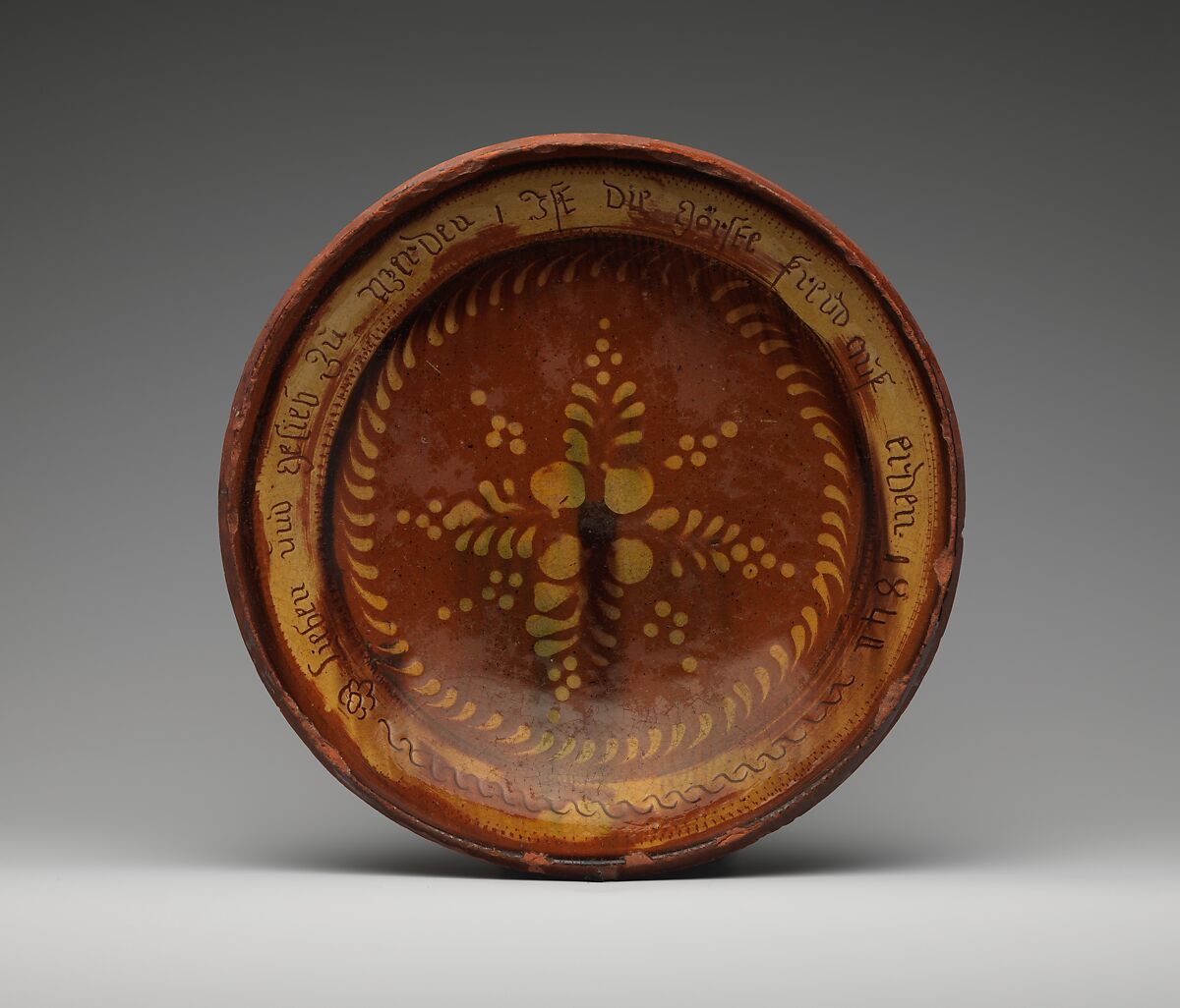 Plate, Earthenware with slip decoration, American 