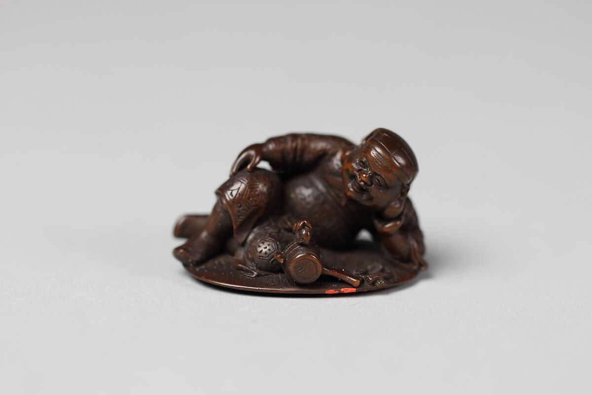 Netsuke of Daikoku and Mallet on Coin, Wood, Japan 