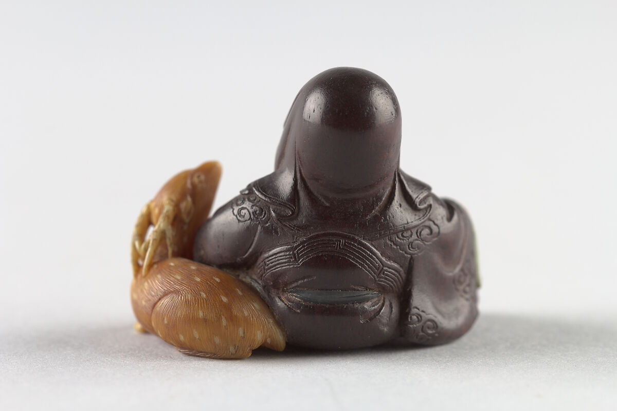 Netsuke of Fukurokujin, Wood and ivory, Japan