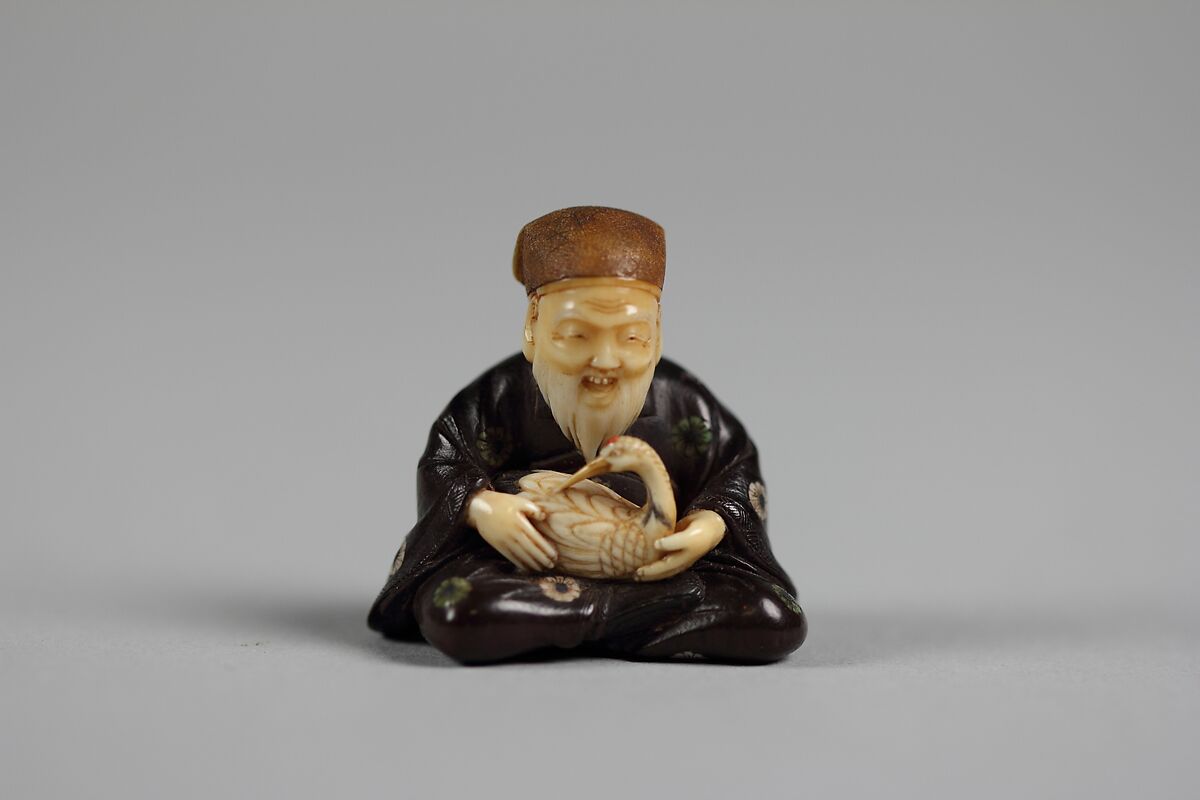 Netsuke of Jurōjin, Wood and ivory, Japan 