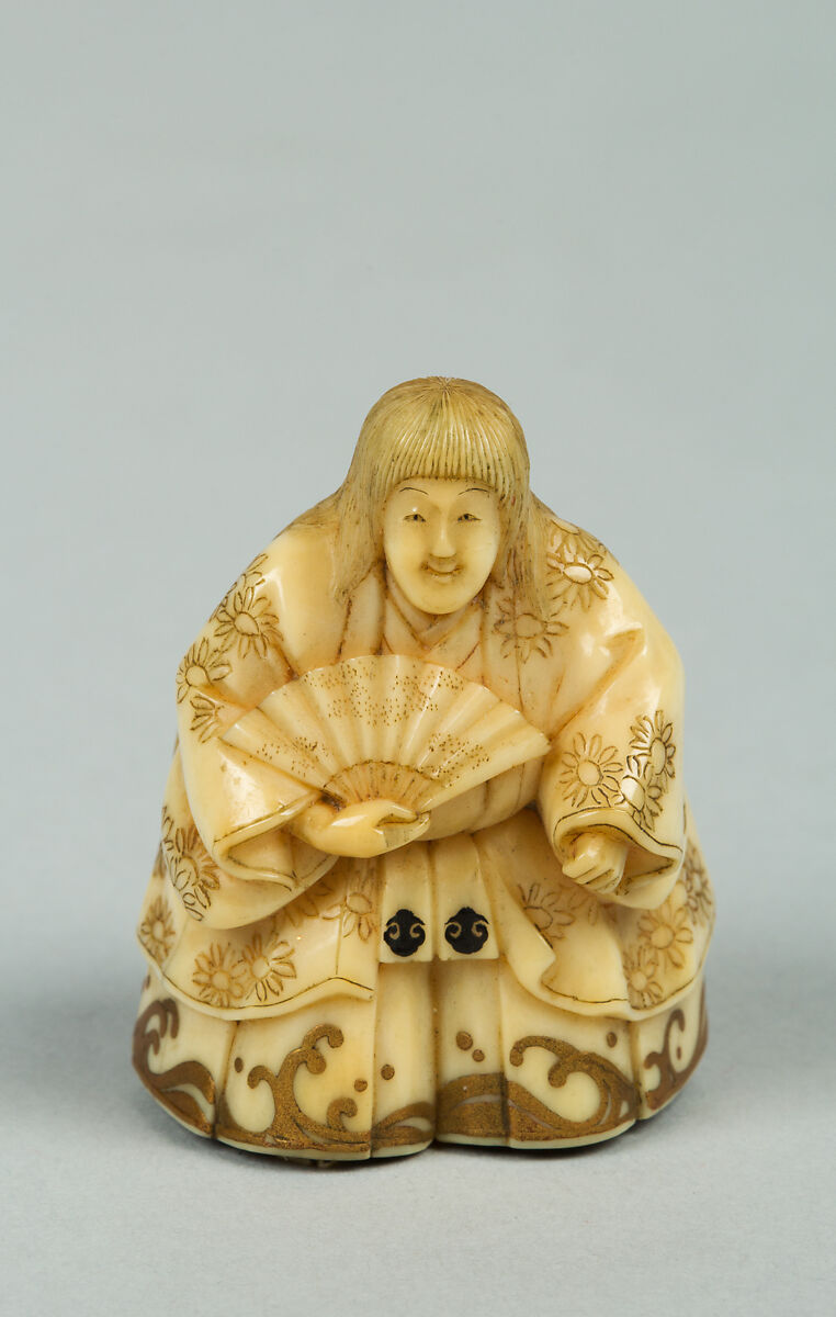 Netsuke, Ivory with gold lacquer ornamentation, Japan 