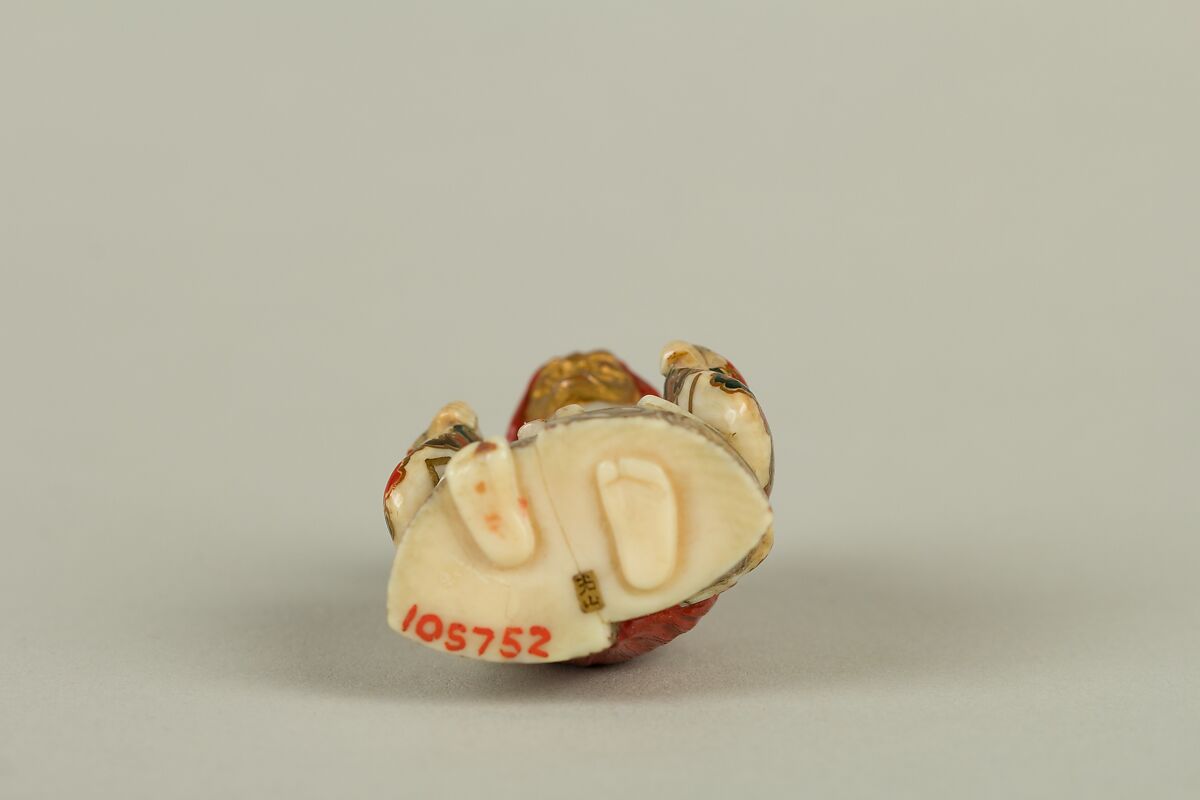 Netsuke of Shakkyō Dancer, Ivory with gold, silver, and color hiramaki-e, Japan
