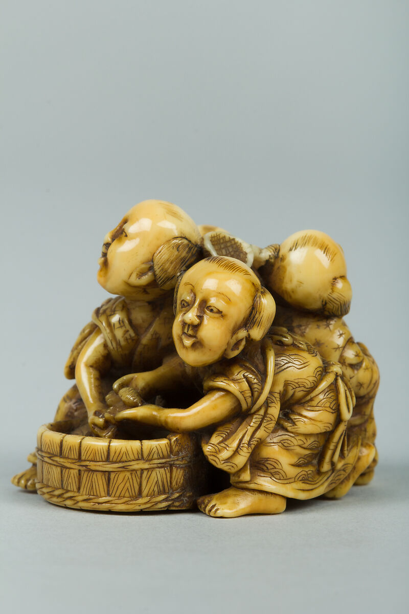 Netsuke of Group of Four Children, Ivory, Japan