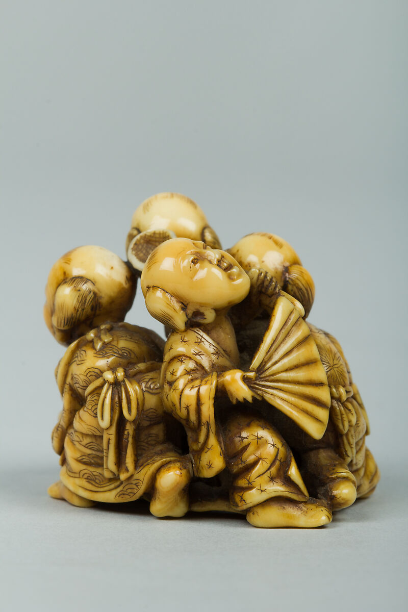 Netsuke of Group of Four Children, Ivory, Japan
