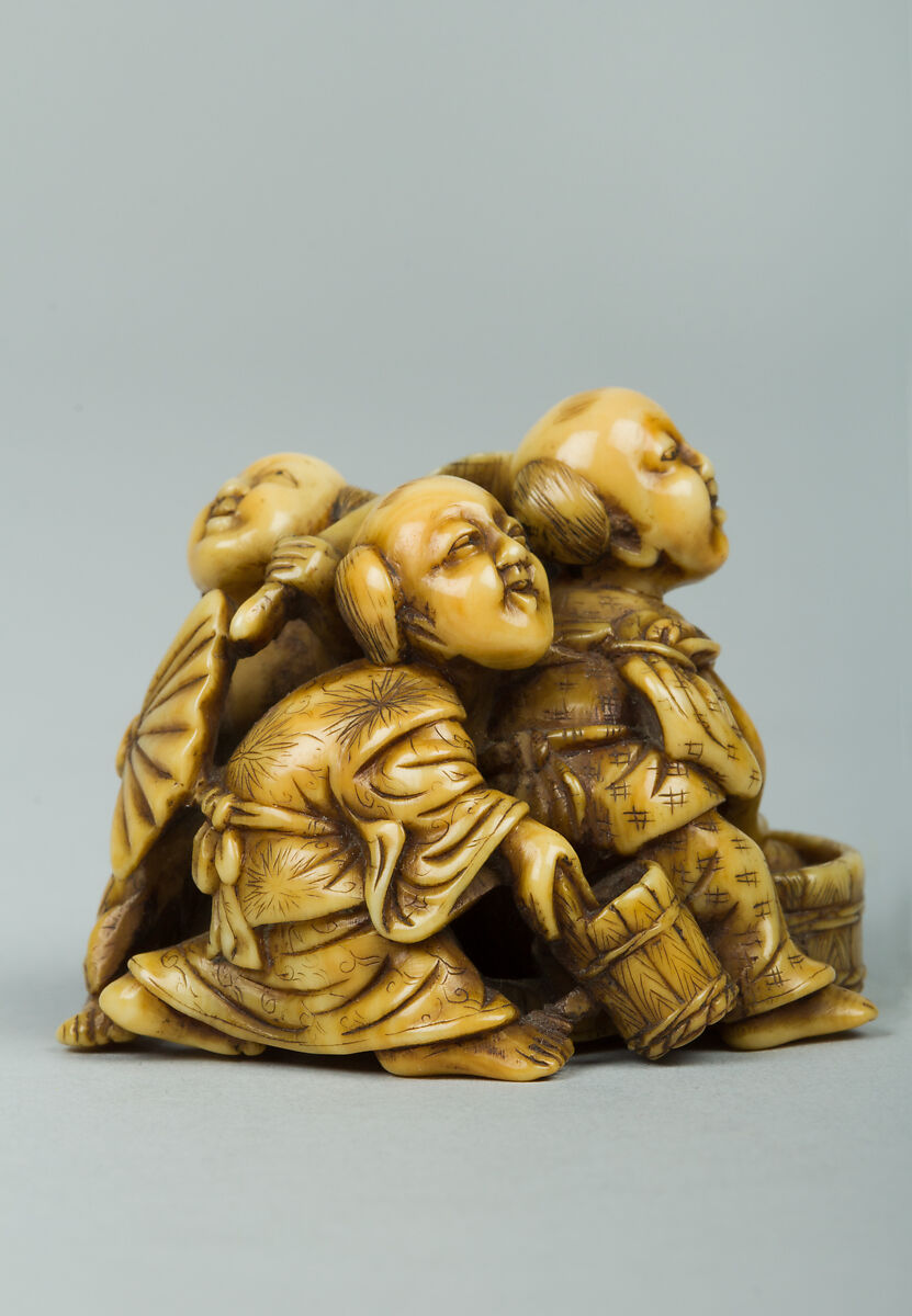 Netsuke of Group of Four Children, Ivory, Japan