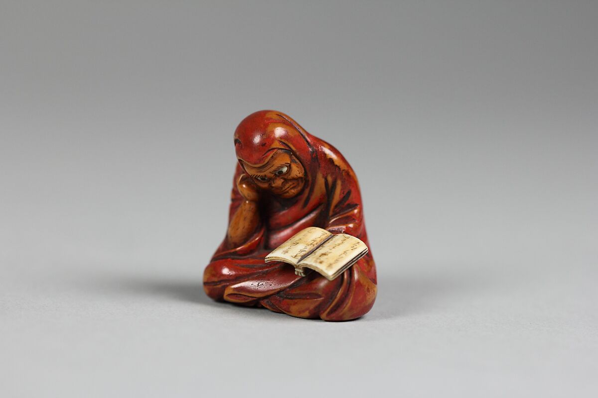 Netsuke, Wood with red lacquer, Japan