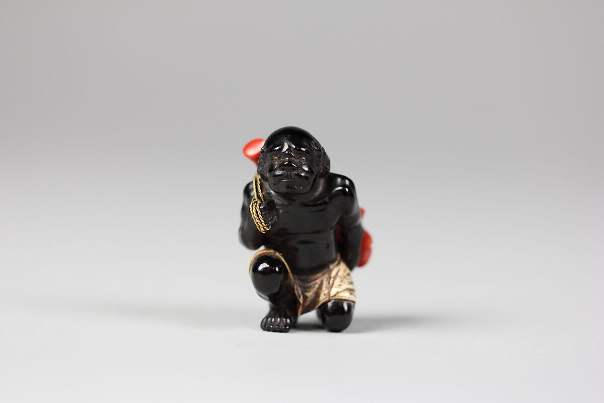 Netsuke, Black wood and ivory, Japan 