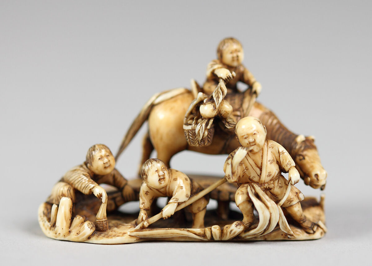 Netsuke of Group of Figures, Ivory, Japan 