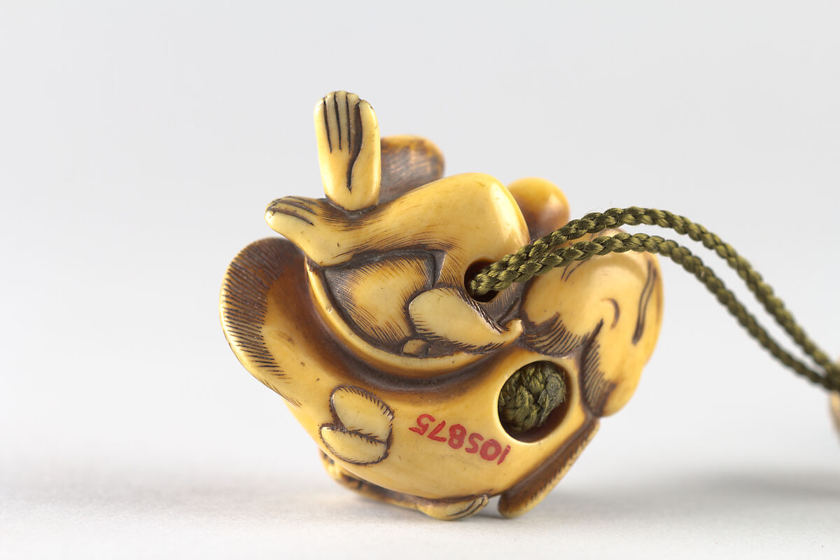 Netsuke with Decoration of Monkeys and Catfish, Ivory, Japan