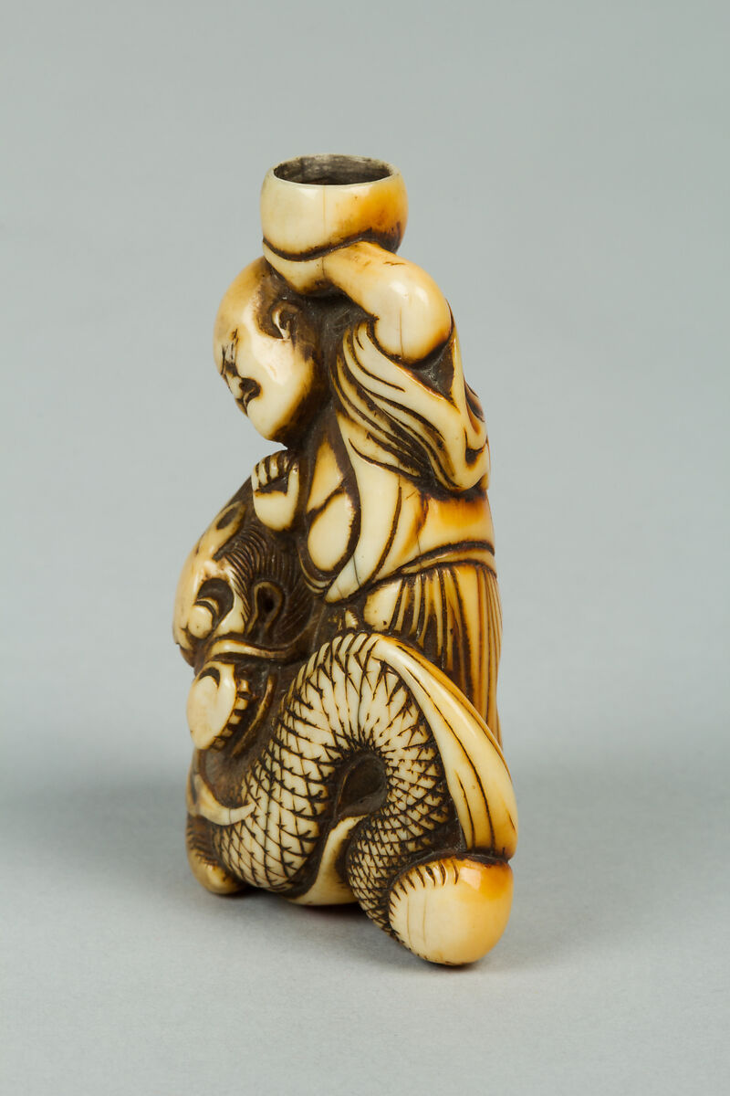 Netsuke of Man and Dragon, Ivory, Japan
