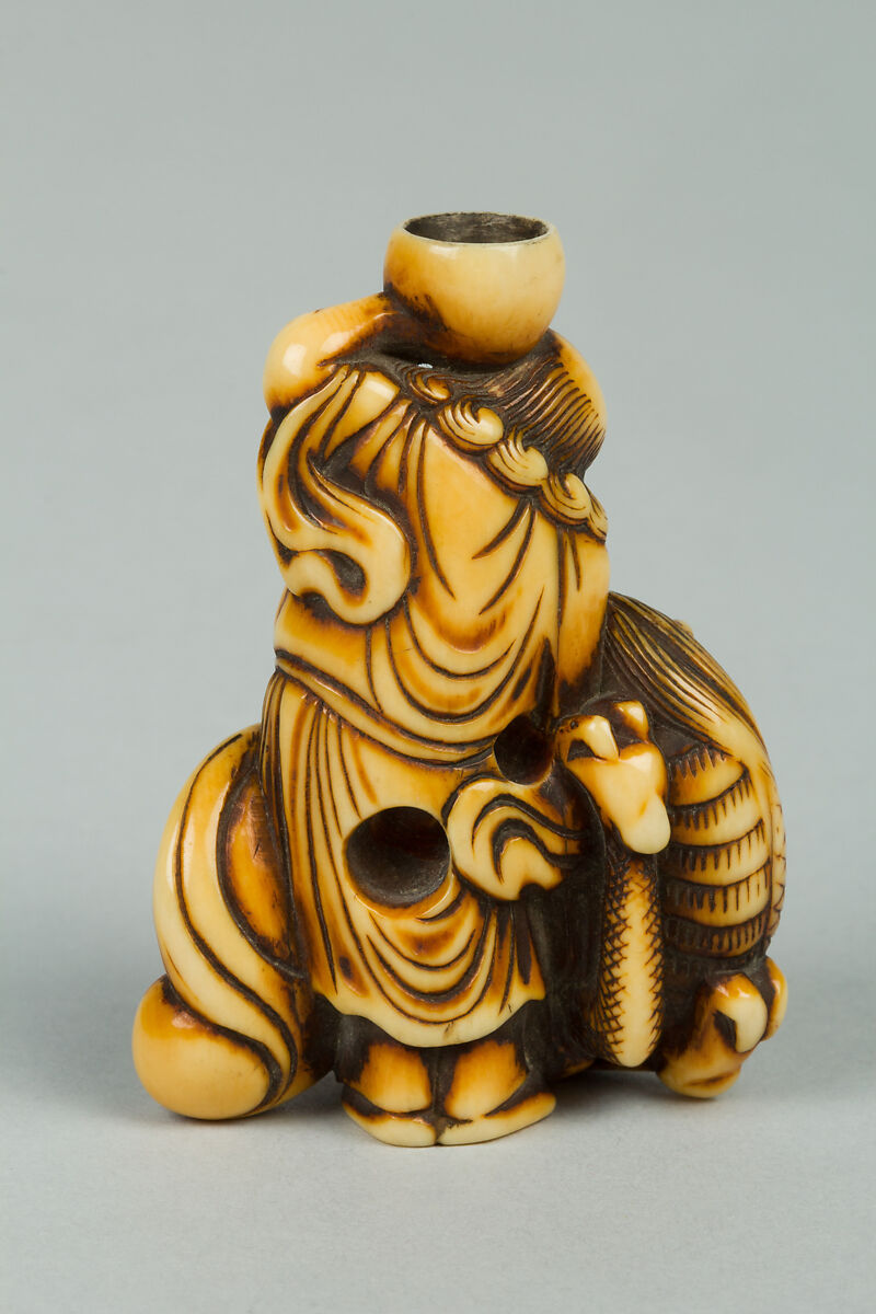 Netsuke of Man and Dragon, Ivory, Japan
