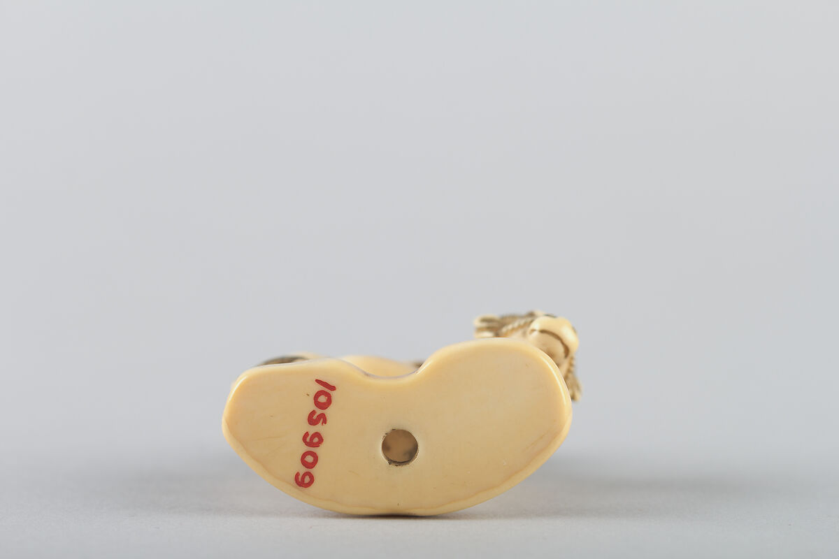 Netsuke of Boy on a Cow, Ivory, Japan