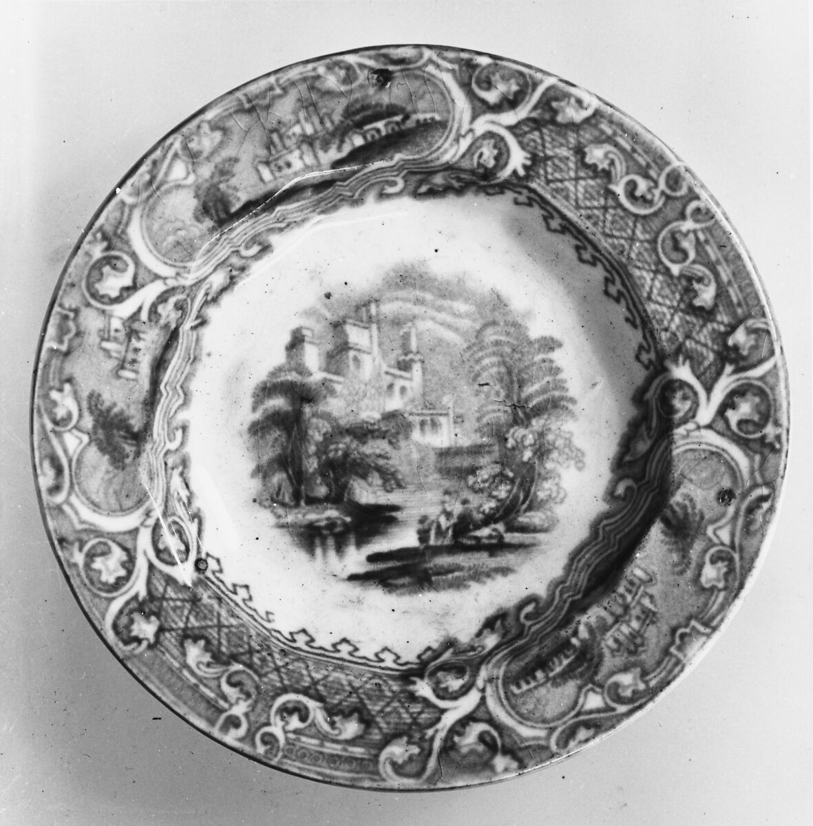 Cup Plate, E. Challinor &amp; Co. (active 1845–1862), Earthenware, transfer-printed, British (American market) 