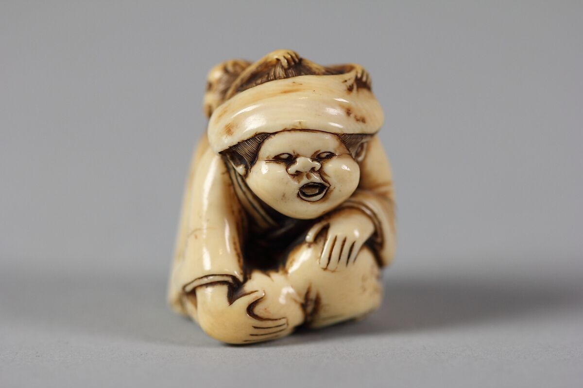 Netsuke of Woman and Monkey, Ivory, Japan 