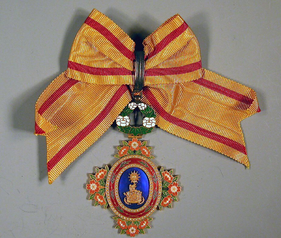 Medal, Yellow bow with red stripes, Japan 