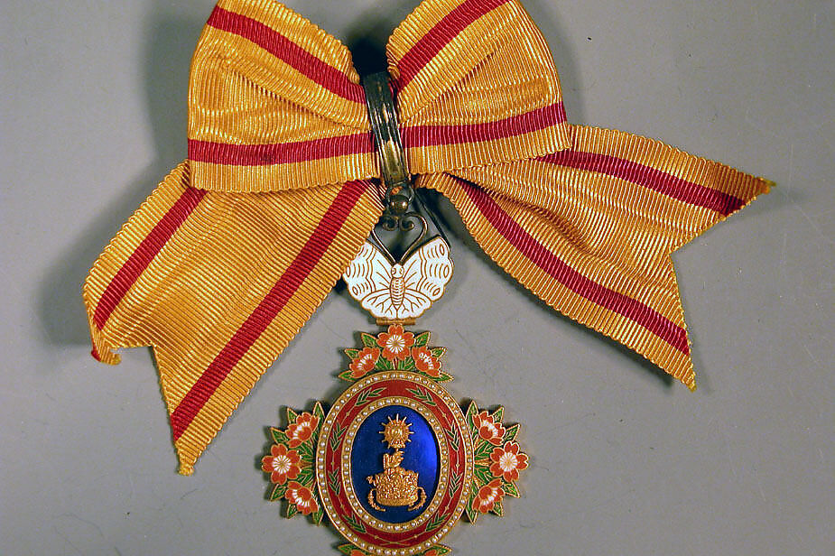 Medal, Yellow bow with red stripes, Japan 