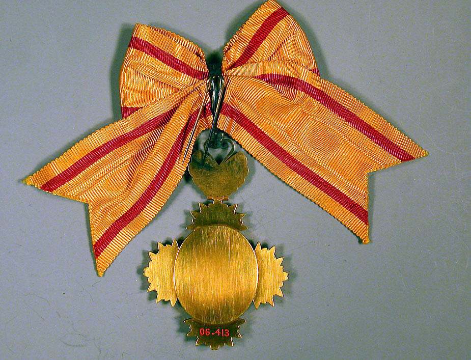 Medal, Yellow bow with red stripes, Japan