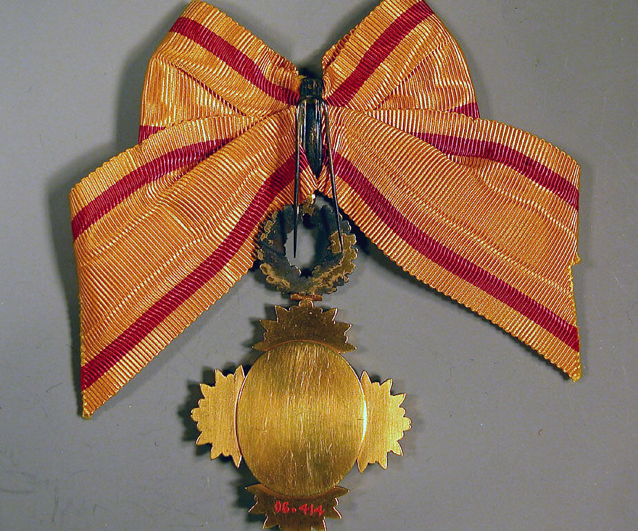 Medal, Yellow bow with red stripes, Japan