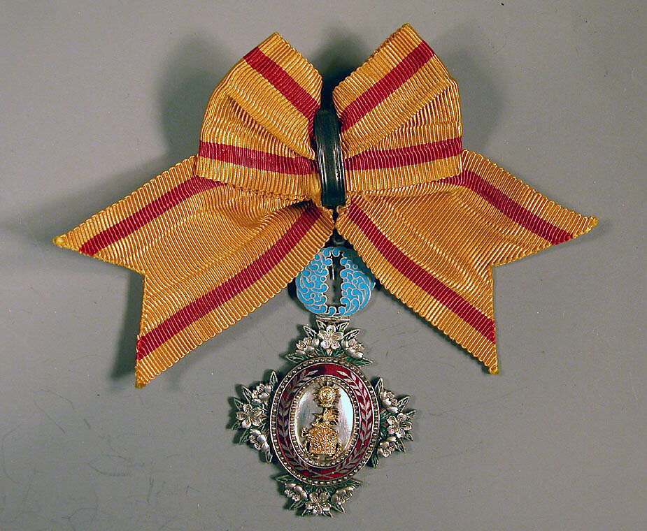 Medal, Yellow bow with red stripes, Japan 