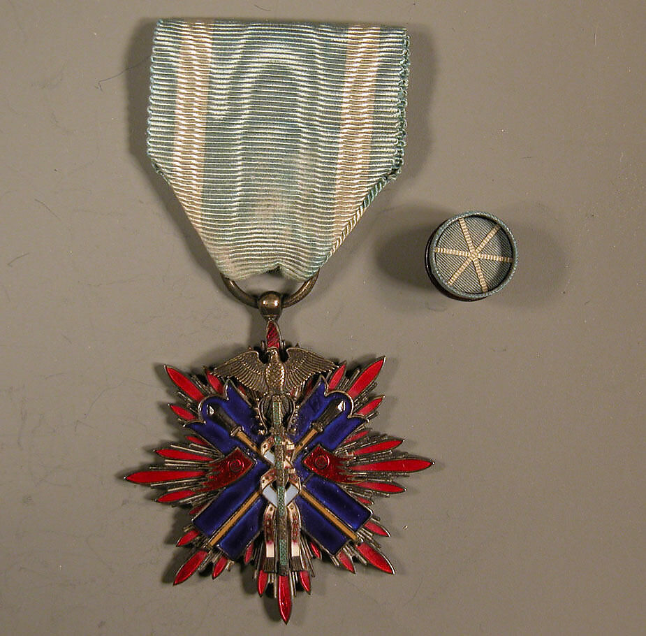 Medal and Button, Green and white stripes, Japan 