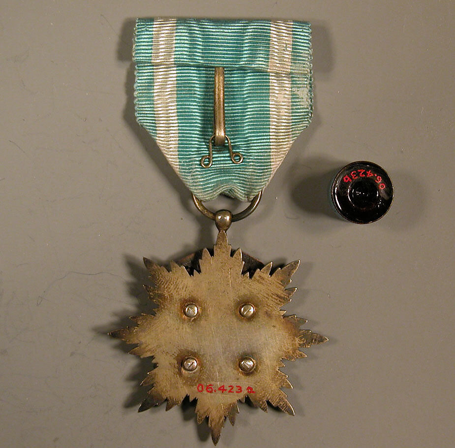 Medal and Button, Green and white stripes, Japan