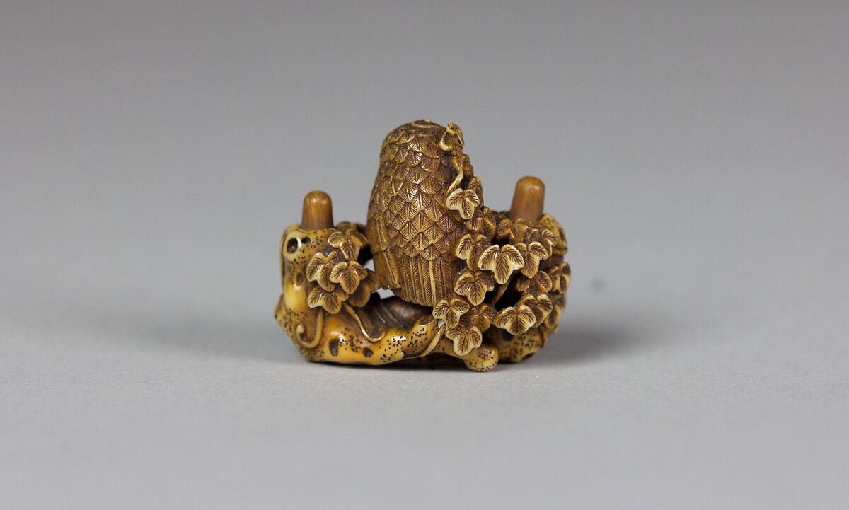 Netsuke of Owl and Two Owlets, Ivory, Japan