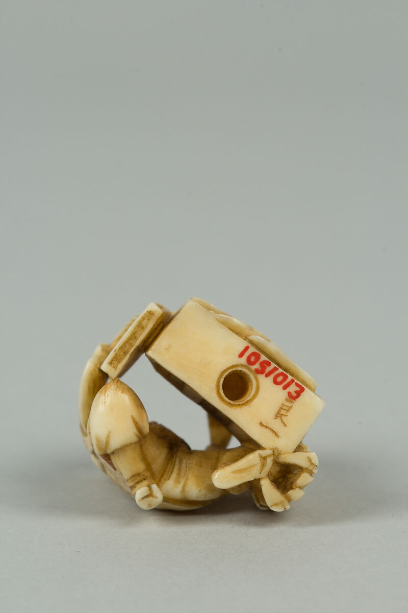 Netsuke of Man Training Birds, Ivory, Japan