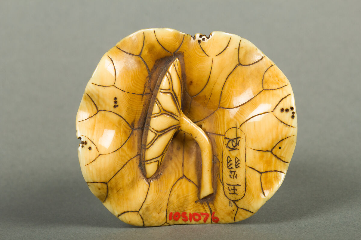 Netsuke of Frog on a Lotus Leaf, Ivory, Japan