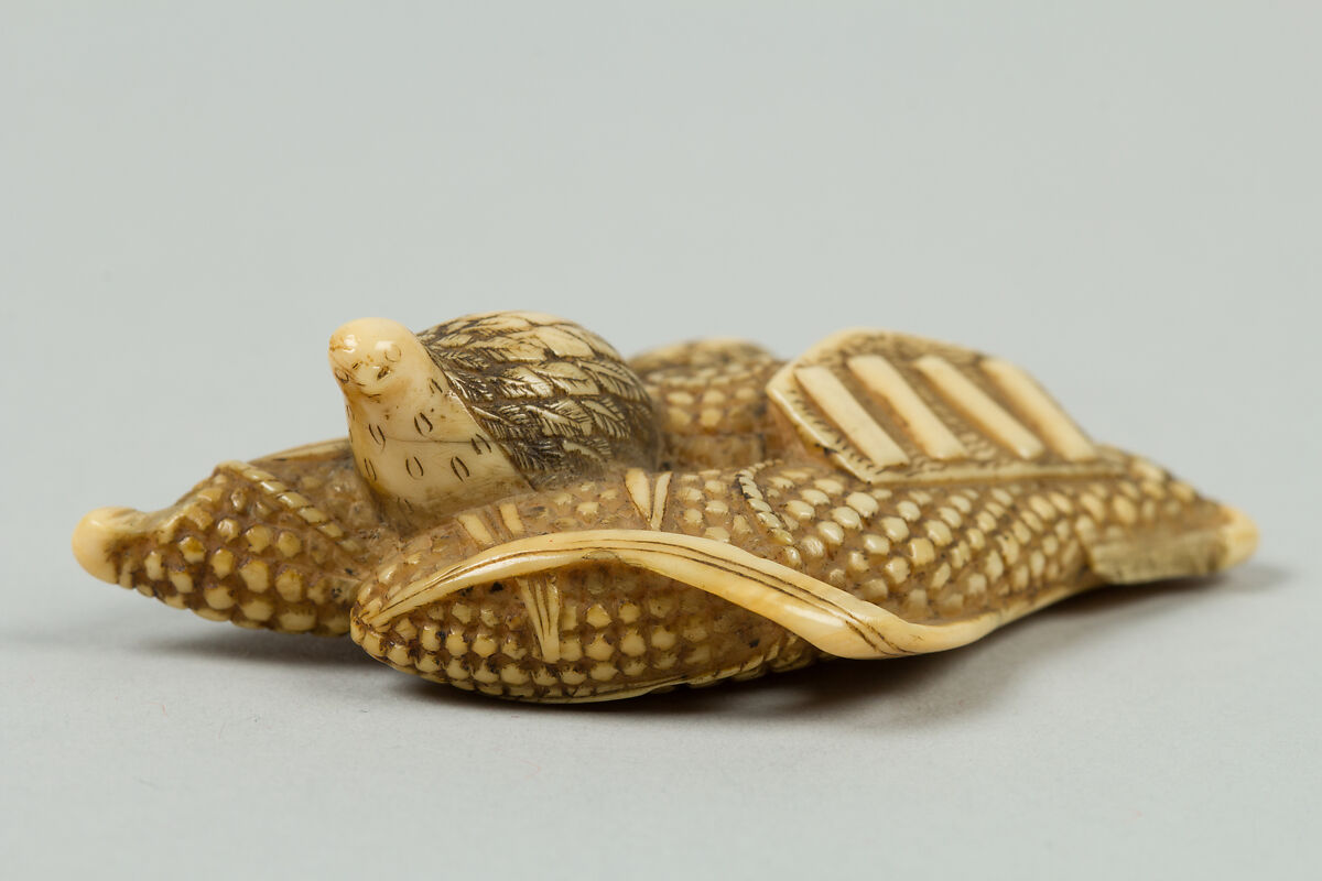 Netsuke of Birds and Corn, Ivory, Japan 