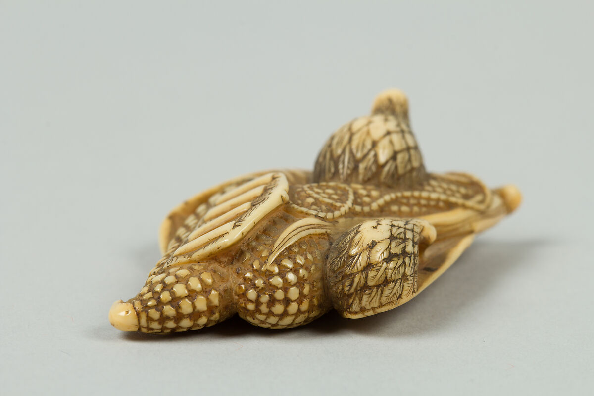 Netsuke of Birds and Corn, Ivory, Japan