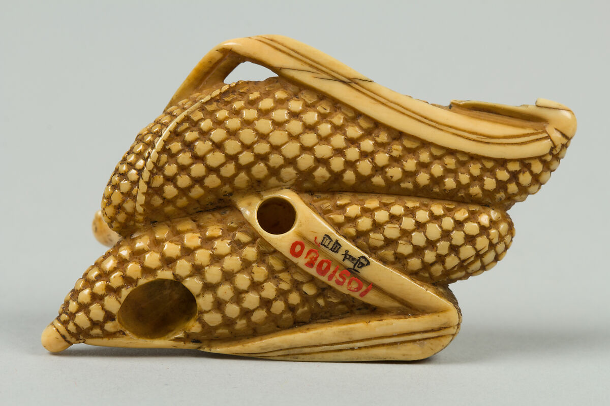 Netsuke of Birds and Corn, Ivory, Japan