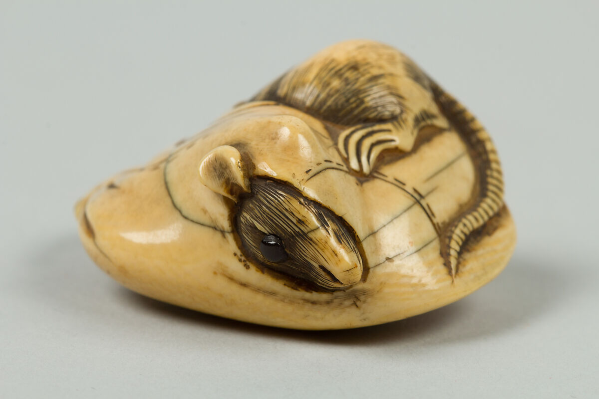 Netsuke of Mouse in a Bag, Ivory, Japan 