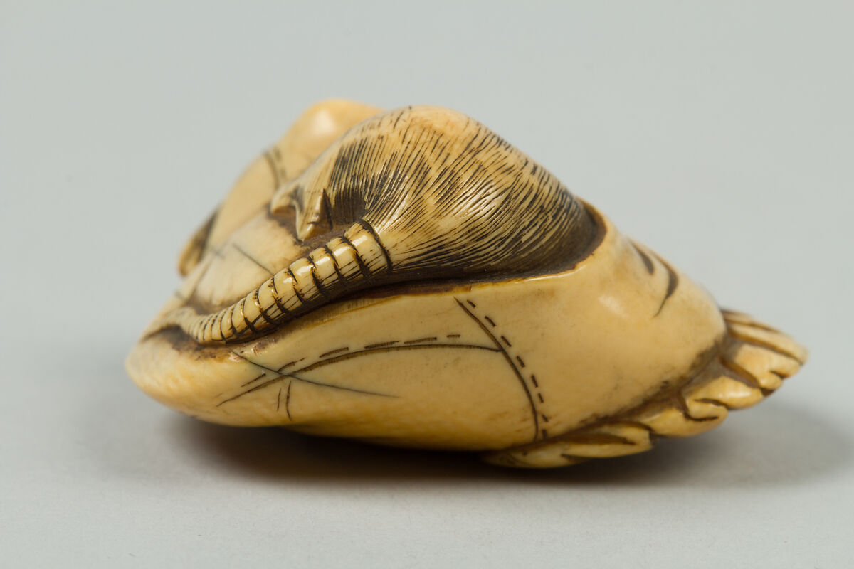 Netsuke of Mouse in a Bag, Ivory, Japan