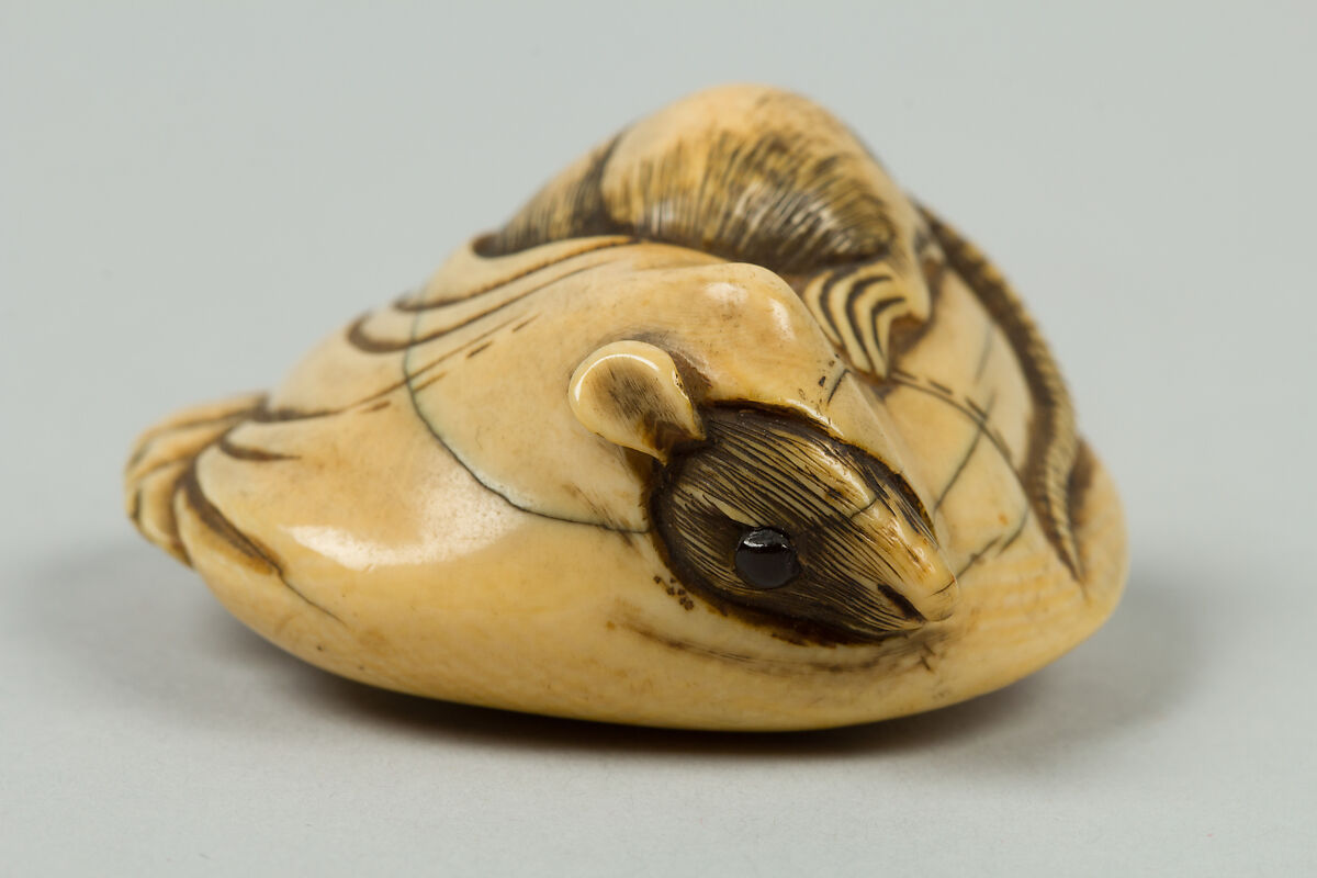 Netsuke of Mouse in a Bag, Ivory, Japan