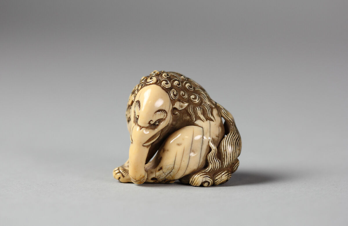Netsuke of Seated Baku (mythical animal), Ivory, Japan