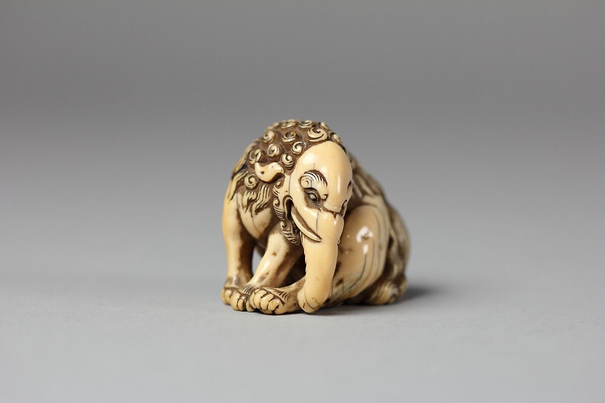 Netsuke of Seated Baku (mythical animal), Ivory, Japan 