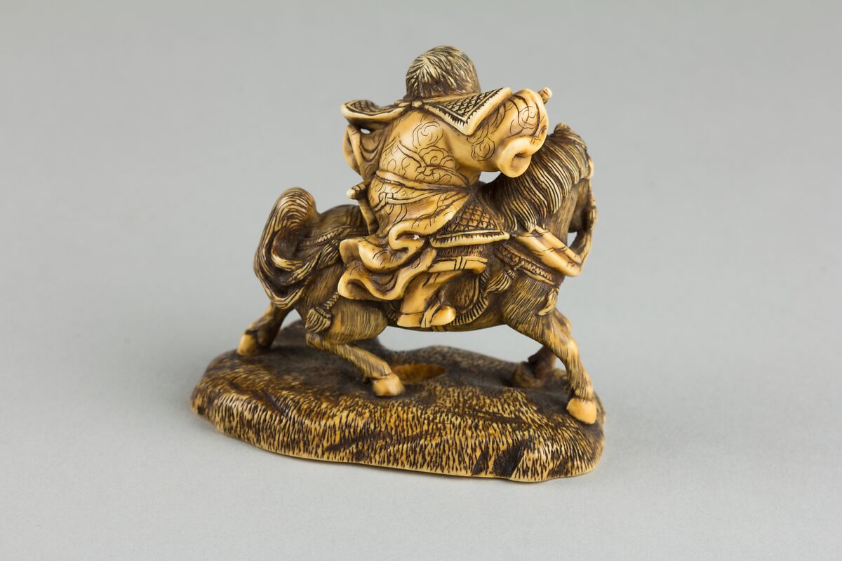 Netsuke of Horse and Rider, Ivory, Japan
