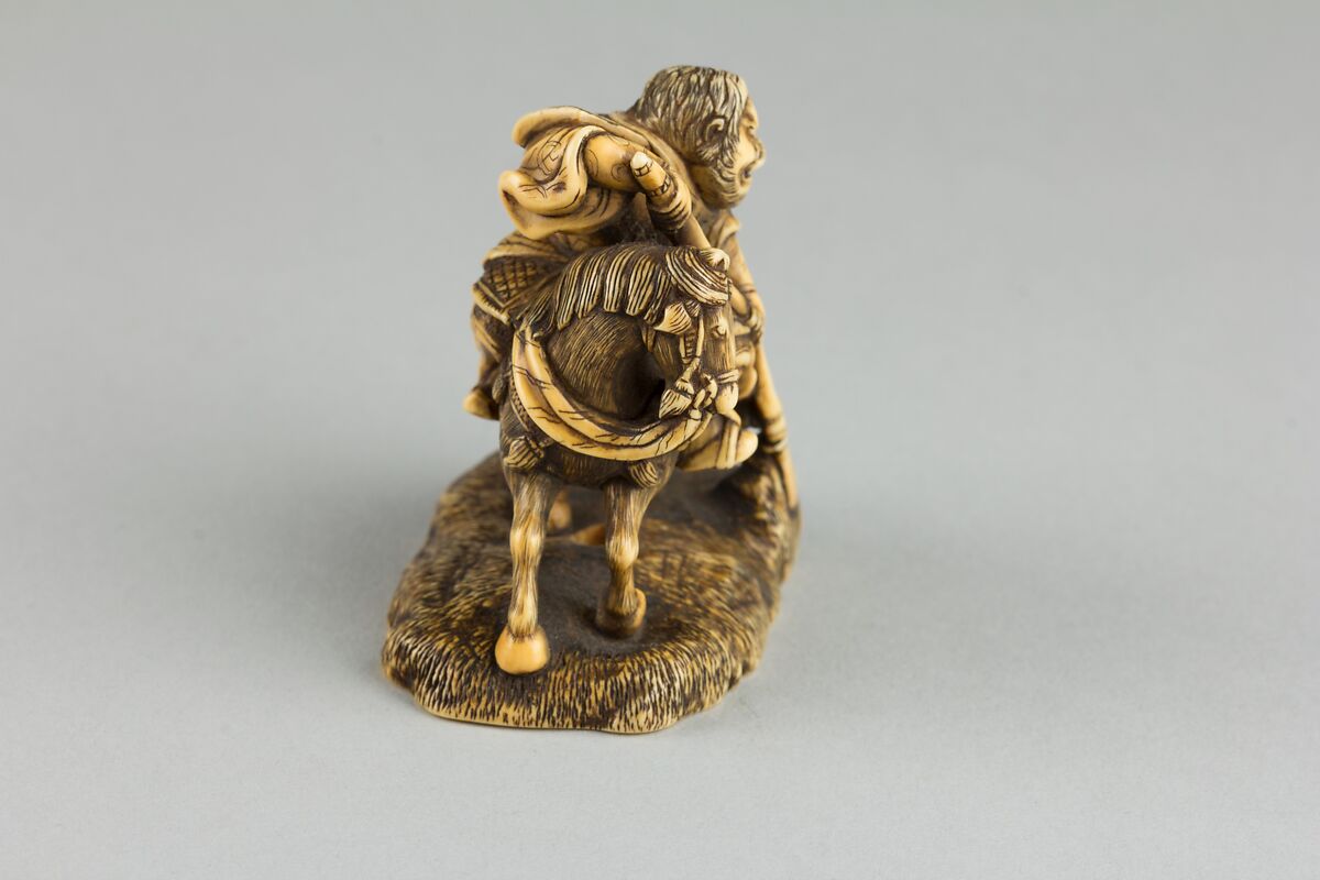 Netsuke of Horse and Rider, Ivory, Japan