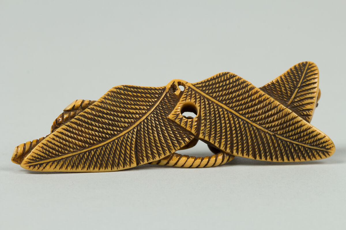 Netsuke of Mouse and Leaves, Ivory, Japan