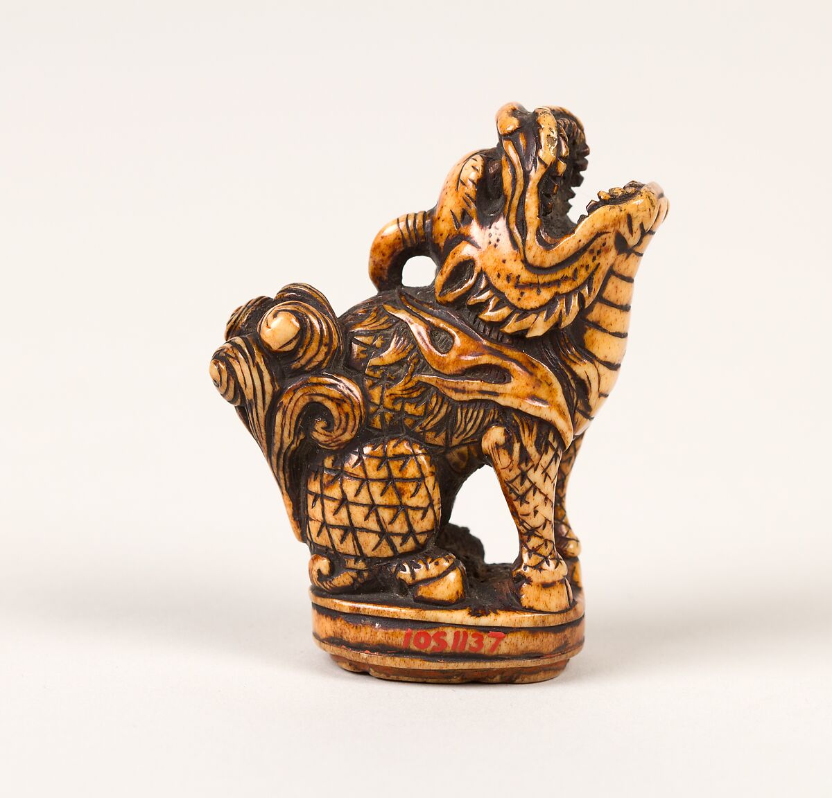 Netsuke and Seal in form of a Qilin, Ivory, Japan