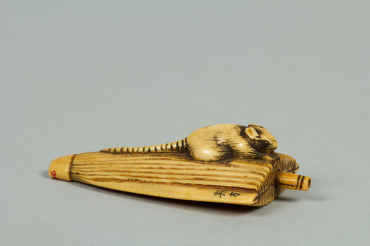 Netsuke of Mouse on an Umbrella, Ivory, Japan 